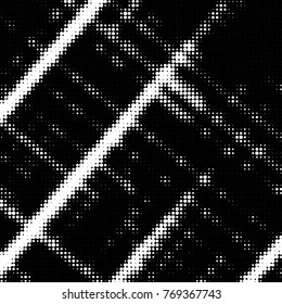 Spotted black and white grunge vector line background. Abstract halftone illustration background. Grunge grid polka dot background pattern
