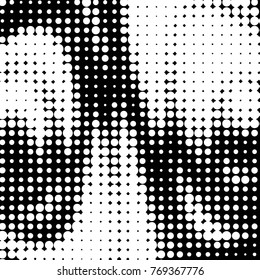 Spotted black and white grunge vector line background. Abstract halftone illustration background. Grunge grid polka dot background pattern
