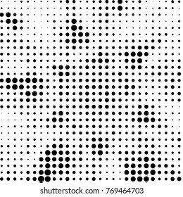 Spotted black and white grunge vector line background. Abstract halftone illustration background. Grunge grid polka dot background pattern
