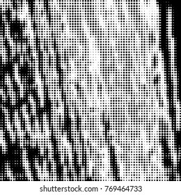 Spotted black and white grunge vector line background. Abstract halftone illustration background. Grunge grid polka dot background pattern
