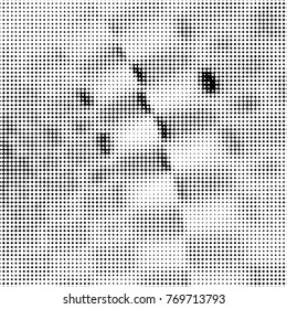 Spotted black and white grunge vector line background. Abstract halftone illustration background. Grunge grid polka dot background pattern
