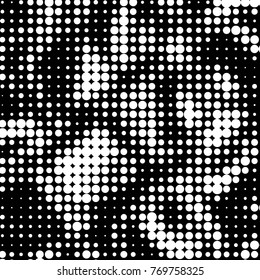 Spotted black and white grunge vector line background. Abstract halftone illustration background. Grunge grid polka dot background pattern
