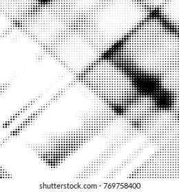 Spotted black and white grunge vector line background. Abstract halftone illustration background. Grunge grid polka dot background pattern

