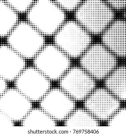 Spotted black and white grunge vector line background. Abstract halftone illustration background. Grunge grid polka dot background pattern
