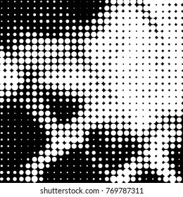 Spotted black and white grunge vector line background. Abstract halftone illustration background. Grunge grid polka dot background pattern
