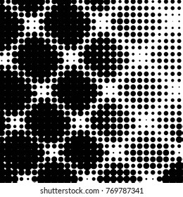 Spotted black and white grunge vector line background. Abstract halftone illustration background. Grunge grid polka dot background pattern

