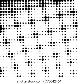Spotted black and white grunge vector line background. Abstract halftone illustration background. Grunge grid polka dot background pattern
