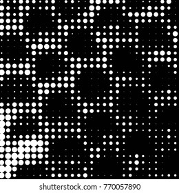 Spotted black and white grunge vector line background. Abstract halftone illustration background. Grunge grid polka dot background pattern
