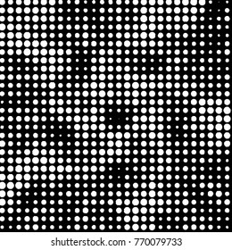 Spotted black and white grunge vector line background. Abstract halftone illustration background. Grunge grid polka dot background pattern
