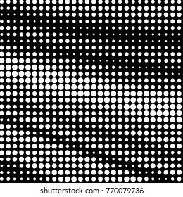 Spotted black and white grunge vector line background. Abstract halftone illustration background. Grunge grid polka dot background pattern
