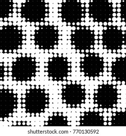 Spotted black and white grunge vector line background. Abstract halftone illustration background. Grunge grid polka dot background pattern
