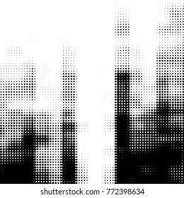 Spotted black and white grunge vector line background. Abstract halftone illustration background. Grunge grid polka dot background pattern
