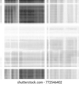Spotted black and white grunge vector line background. Abstract halftone illustration background. Grunge grid polka dot background pattern
