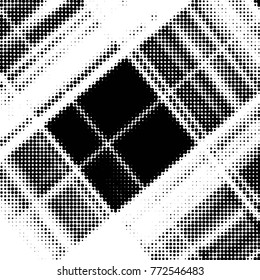 Spotted black and white grunge vector line background. Abstract halftone illustration background. Grunge grid polka dot background pattern
