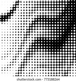 Spotted black and white grunge vector line background. Abstract halftone illustration background. Grunge grid polka dot background pattern
