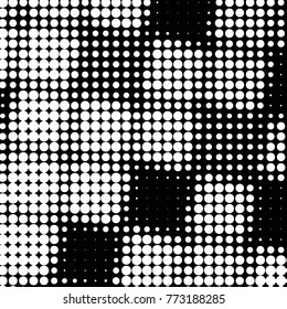 Spotted black and white grunge vector line background. Abstract halftone illustration background. Grunge grid polka dot background pattern
