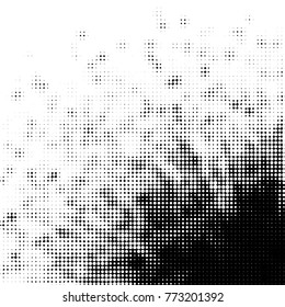Spotted black and white grunge vector line background. Abstract halftone illustration background. Grunge grid polka dot background pattern
