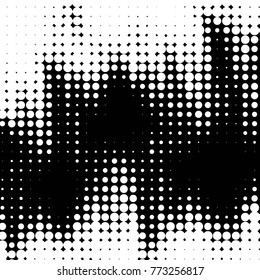 Spotted black and white grunge vector line background. Abstract halftone illustration background. Grunge grid polka dot background pattern
