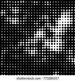 Spotted black and white grunge vector line background. Abstract halftone illustration background. Grunge grid polka dot background pattern
