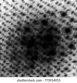 Spotted black and white grunge vector line background. Abstract halftone illustration background. Grunge grid polka dot background pattern
