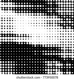 Spotted black and white grunge vector line background. Abstract halftone illustration background. Grunge grid polka dot background pattern
