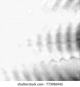Spotted black and white grunge vector line background. Abstract halftone illustration background. Grunge grid polka dot background pattern
