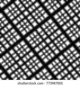 Spotted black and white grunge vector line background. Abstract halftone illustration background. Grunge grid polka dot background pattern
