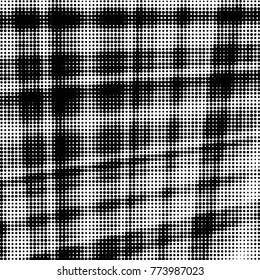 Spotted black and white grunge vector line background. Abstract halftone illustration background. Grunge grid polka dot background pattern

