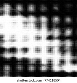 Spotted black and white grunge vector line background. Abstract halftone illustration background. Grunge grid polka dot background pattern
