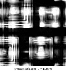 Spotted black and white grunge vector line background. Abstract halftone illustration background. Grunge grid polka dot background pattern
