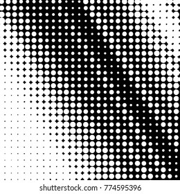 Spotted black and white grunge vector line background. Abstract halftone illustration background. Grunge grid polka dot background pattern
