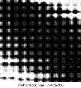 Spotted black and white grunge vector line background. Abstract halftone illustration background. Grunge grid polka dot background pattern
