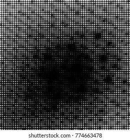 Spotted black and white grunge vector line background. Abstract halftone illustration background. Grunge grid dot background pattern
