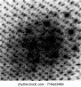 Spotted black and white grunge vector line background. Abstract halftone illustration background. Grunge grid dot background pattern
