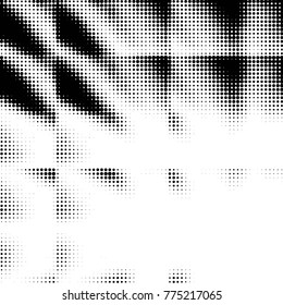 Spotted black and white grunge vector line background. Abstract halftone illustration background. Grunge grid polka dot background pattern
