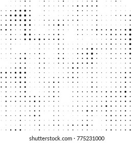 Spotted black and white grunge vector line background. Abstract halftone illustration background. Grunge grid polka dot background pattern
