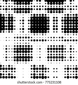 Spotted black and white grunge vector line background. Abstract halftone illustration background. Grunge grid polka dot background pattern
