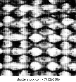Spotted black and white grunge vector line background. Abstract halftone illustration background. Grunge grid polka dot background pattern
