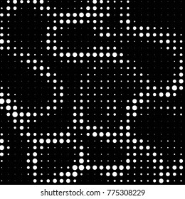Spotted black and white grunge vector line background. Abstract halftone illustration background. Grunge grid polka dot background pattern
