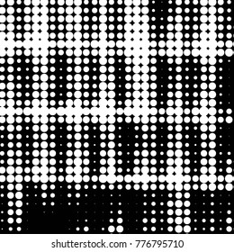 Spotted black and white grunge vector line background. Abstract halftone illustration background. Grunge grid polka dot background pattern
