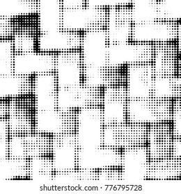 Spotted black and white grunge vector line background. Abstract halftone illustration background. Grunge grid polka dot background pattern
