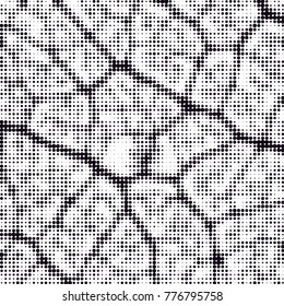 Spotted black and white grunge vector line background. Abstract halftone illustration background. Grunge grid polka dot background pattern
