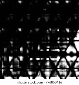 Spotted black and white grunge vector line background. Abstract halftone illustration background. Grunge grid polka dot background pattern
