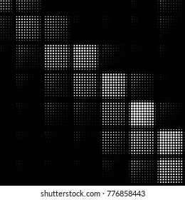 Spotted black and white grunge vector line background. Abstract halftone illustration background. Grunge grid polka dot background pattern
