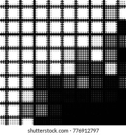 Spotted black and white grunge vector line background. Abstract halftone illustration background. Grunge grid polka dot background pattern
