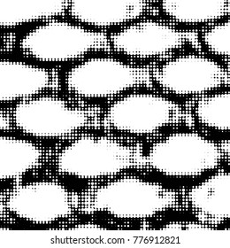 Spotted black and white grunge vector line background. Abstract halftone illustration background. Grunge grid polka dot background pattern
