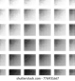Spotted black and white grunge vector line background. Abstract halftone illustration background. Grunge grid polka dot background pattern
