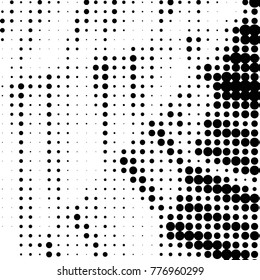 Spotted black and white grunge vector line background. Abstract halftone illustration background. Grunge grid polka dot background pattern
