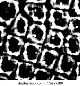 Spotted black and white grunge vector line background. Abstract halftone illustration background. Grunge grid polka dot background pattern
