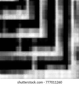 Spotted black and white grunge vector line background. Abstract halftone illustration background. Grunge grid polka dot background pattern
